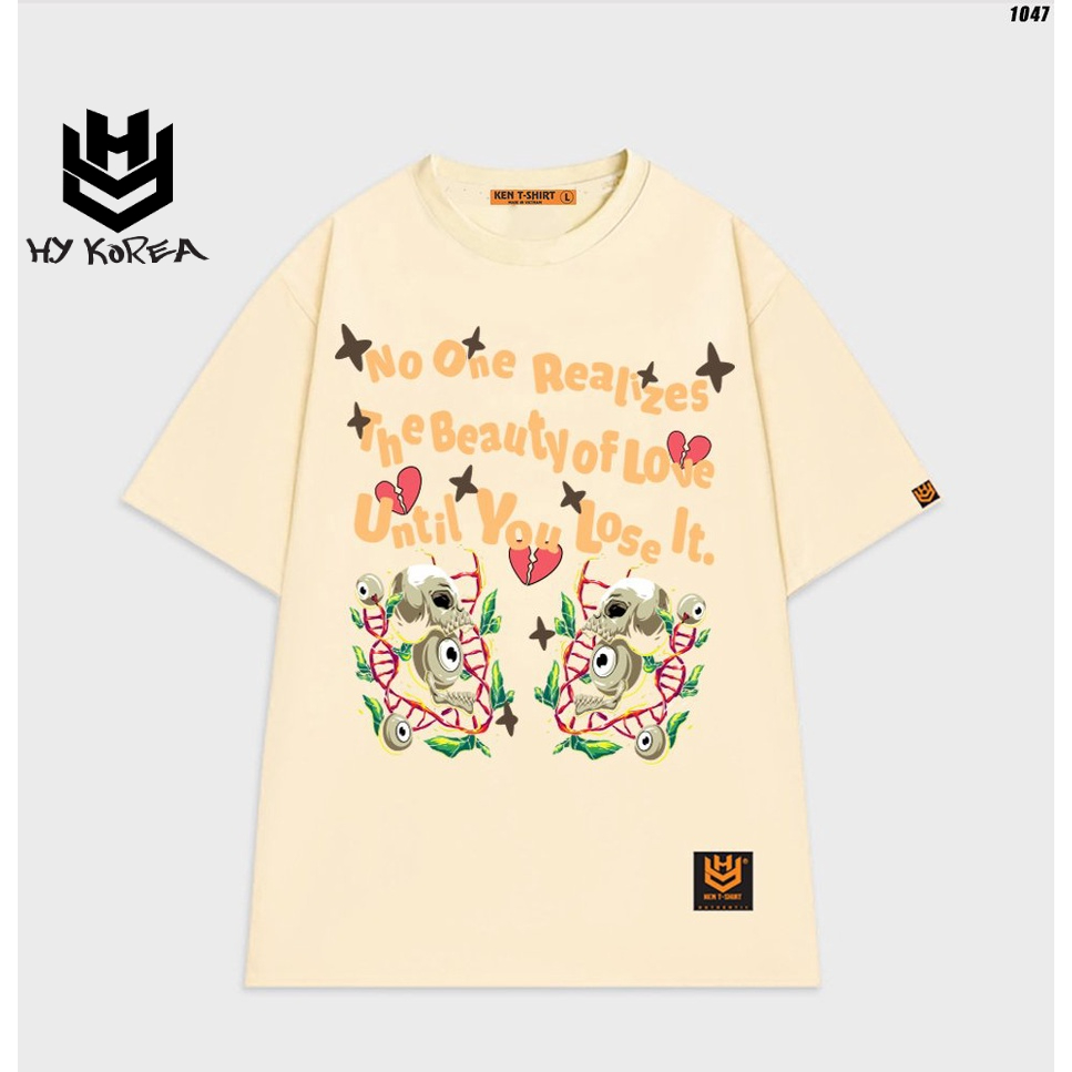 Áo thun tay lỡ nam nữ unisex form rộng Đầu lâu Love 1047 HY KOREA