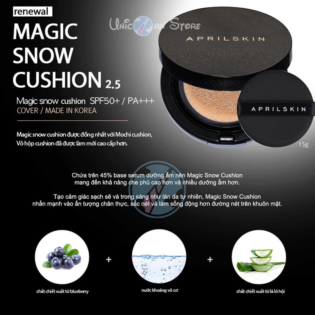 Phấn Nước April Skin Magic Snow Cushion Galaxy Triple Cover Edition SPF50+ PA+++ 15g