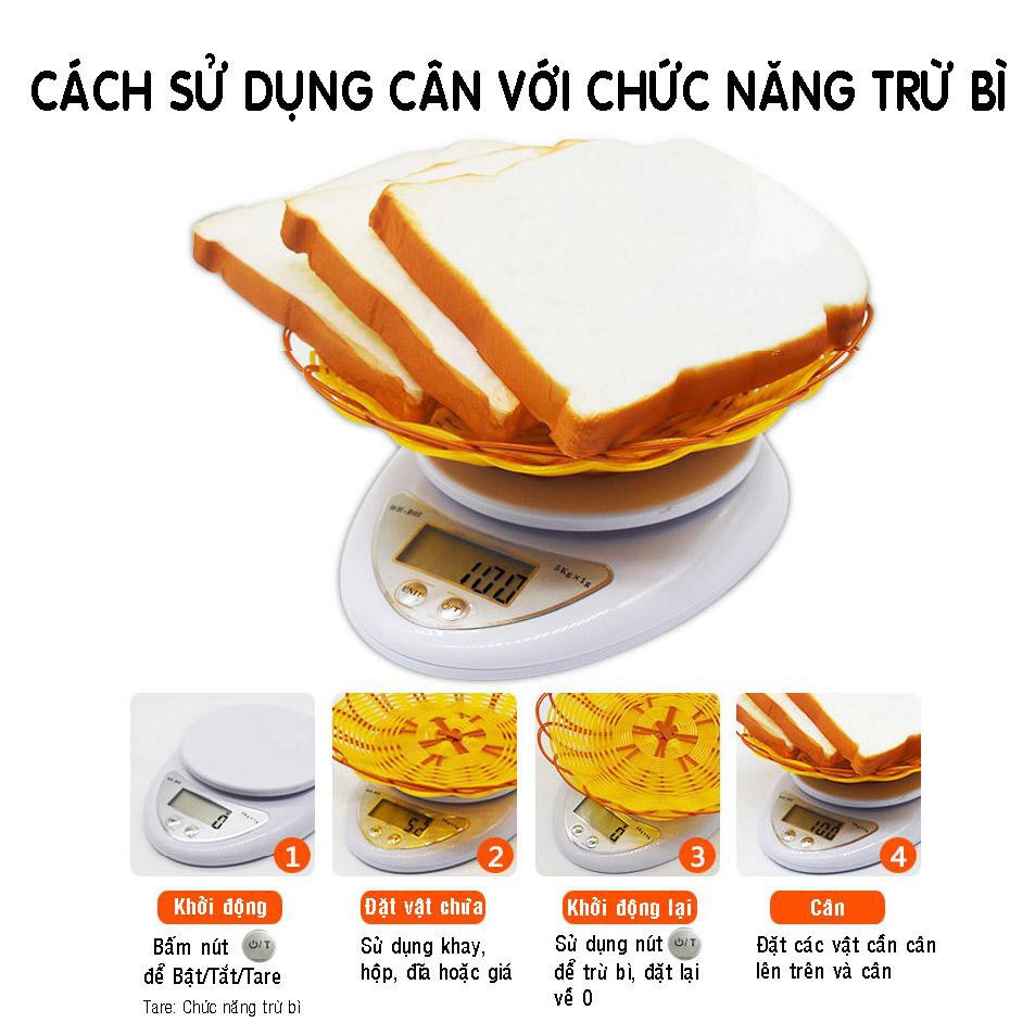 Cân tiểu ly điện tử nhà bếp mini định lượng từ 1g đến  5kg, 10kg cân thực phẩm, làm bánh, gia vị Ebalance Kitchen Scale