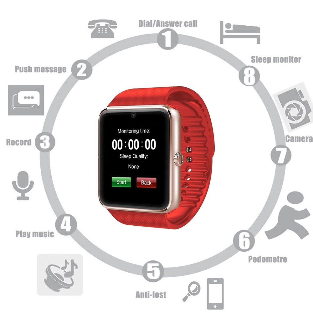 Đồng hồ thông minh GT08 hỗ trợ thẻ SIM và thẻ nhớ TF