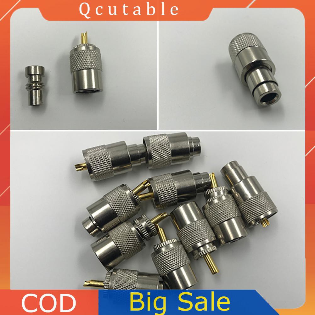 Set 10 đầu nối dây cáp đồng trục Uhf Pl259 Male-On Rg8 Rg58 Rf