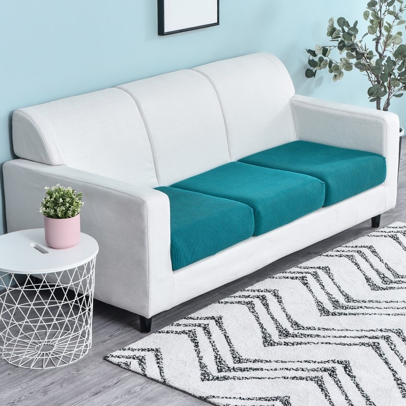 Vỏ Bọc Đệm Ghế Sofa 1 / 2 / 3 Chỗ Ngồi Màu Trơn Bằng Vải Nỉ Dày Co Giãn Có Thể Tháo Rời