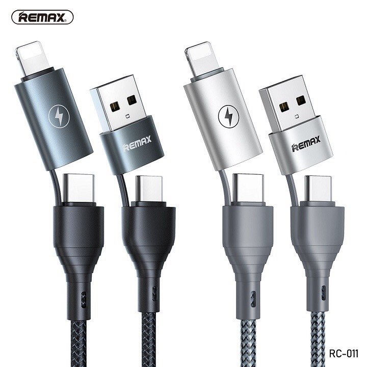 Cáp sạc nhanh đa năng 4 in 1 - Chính hãng Remax RC-011 dài 1 mét max 2.4A