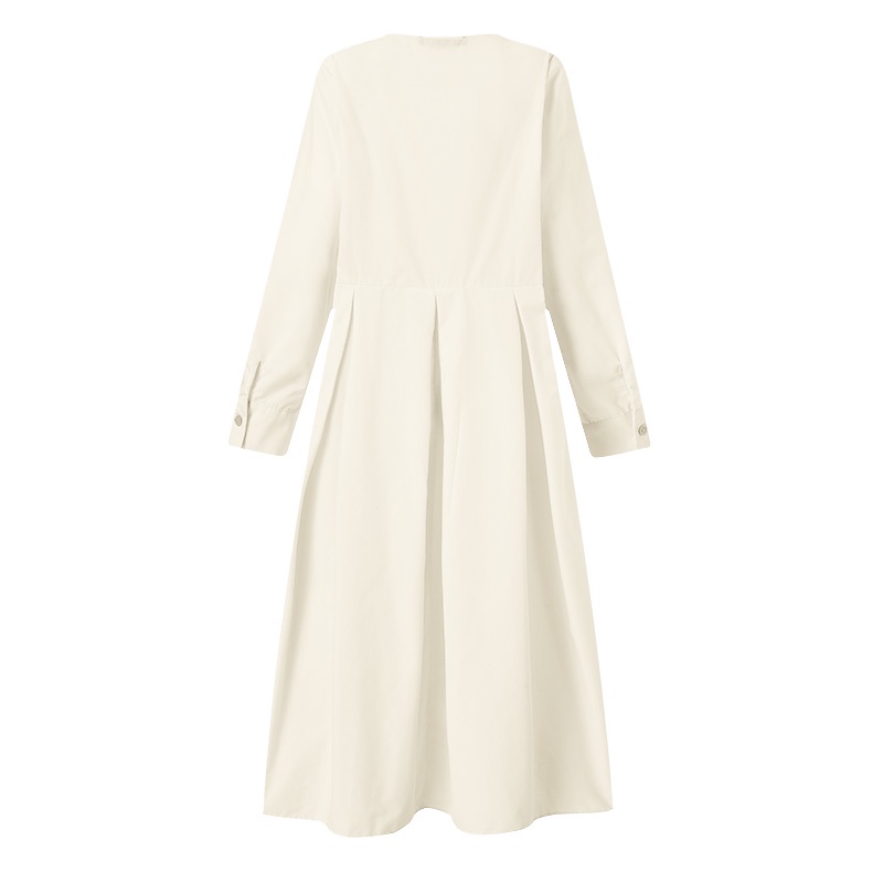 Đầm maxi Zanzea tay dài cài nút màu trơn thời trang cho nữ