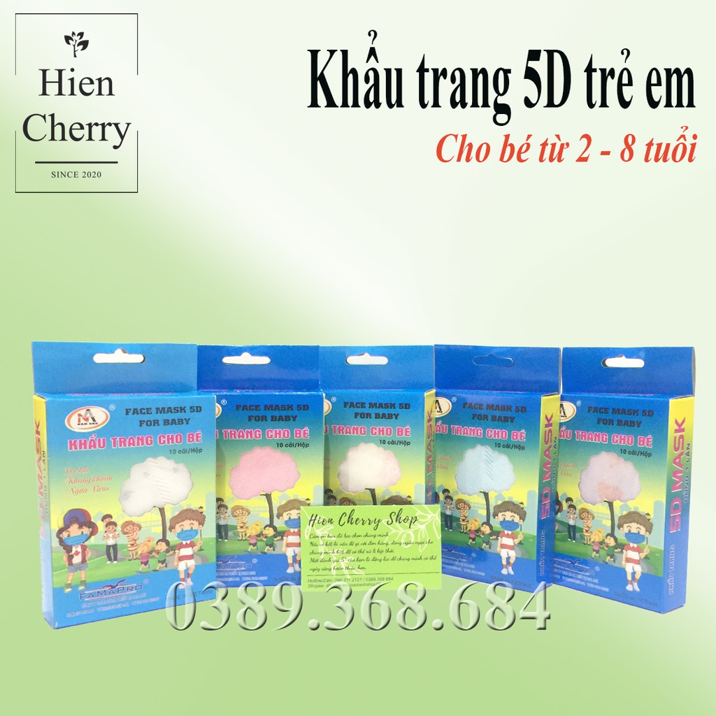 [CHÍNH HÃNG] Khẩu trang 5D Mask cho bé - Hộp 10 chiếc