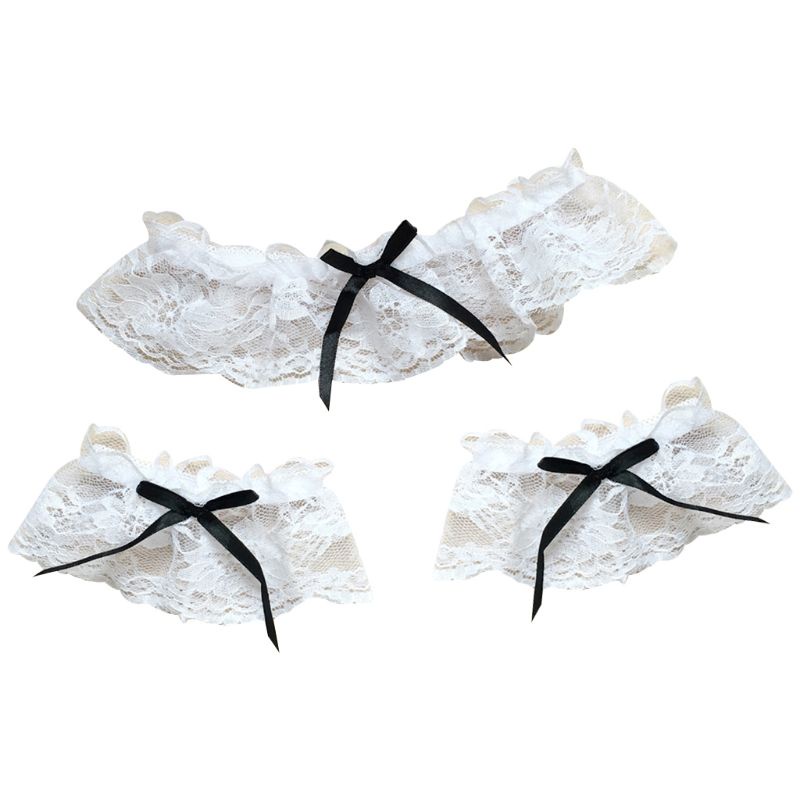 Set 3 Vòng Đeo Chân Màu Trắng Đen Hóa Trang Cô Hầu Gái