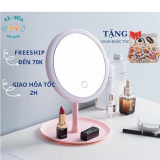 Gương trang điểm, gương để bàn đèn LED cảm ứng 3 chế độ sáng tiết kiệm điện - Sữa tã Gia Phúc