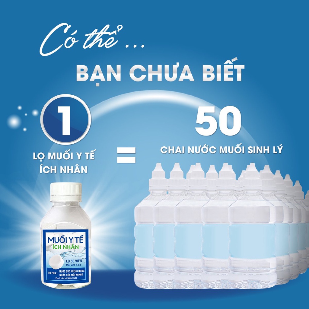 Combo 3 lọ viên muối Ích Nhân giúp làm sạch, loại bỏ vi khuẩn mũi họng, đường hô hấp dùng cho cả gia đình lọ 50 viên