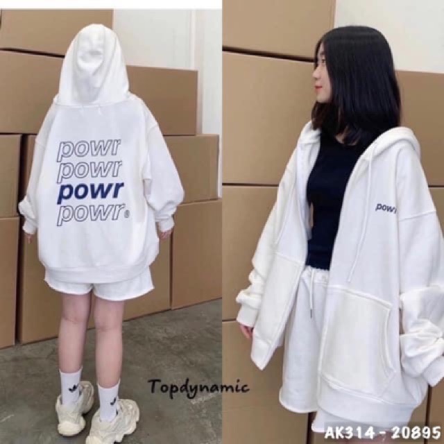 Áo Khoác Nỉ "POWR" Nỉ Hàng QC Dày Dặn Jackets Nữ Nỉ Ngoại Form Rộng Unisex Nam Nữ in POWR - AK3314 | BigBuy360 - bigbuy360.vn