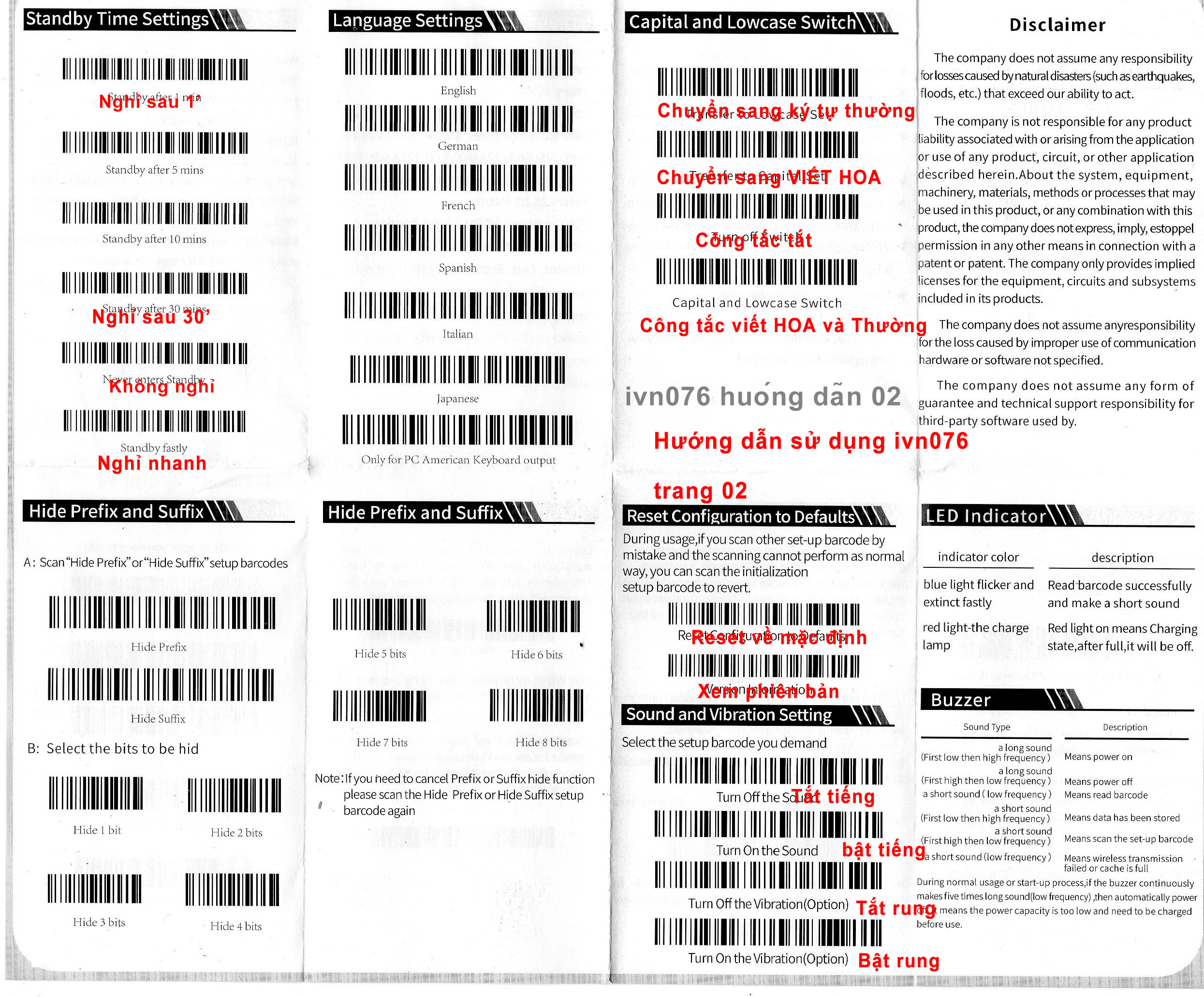 ivn076 máy quét mã vạch Symcode ivn076 không dây cảm biến hồng quang CCD (2D) quét được cả mã barcode 1D và mã QR 2D