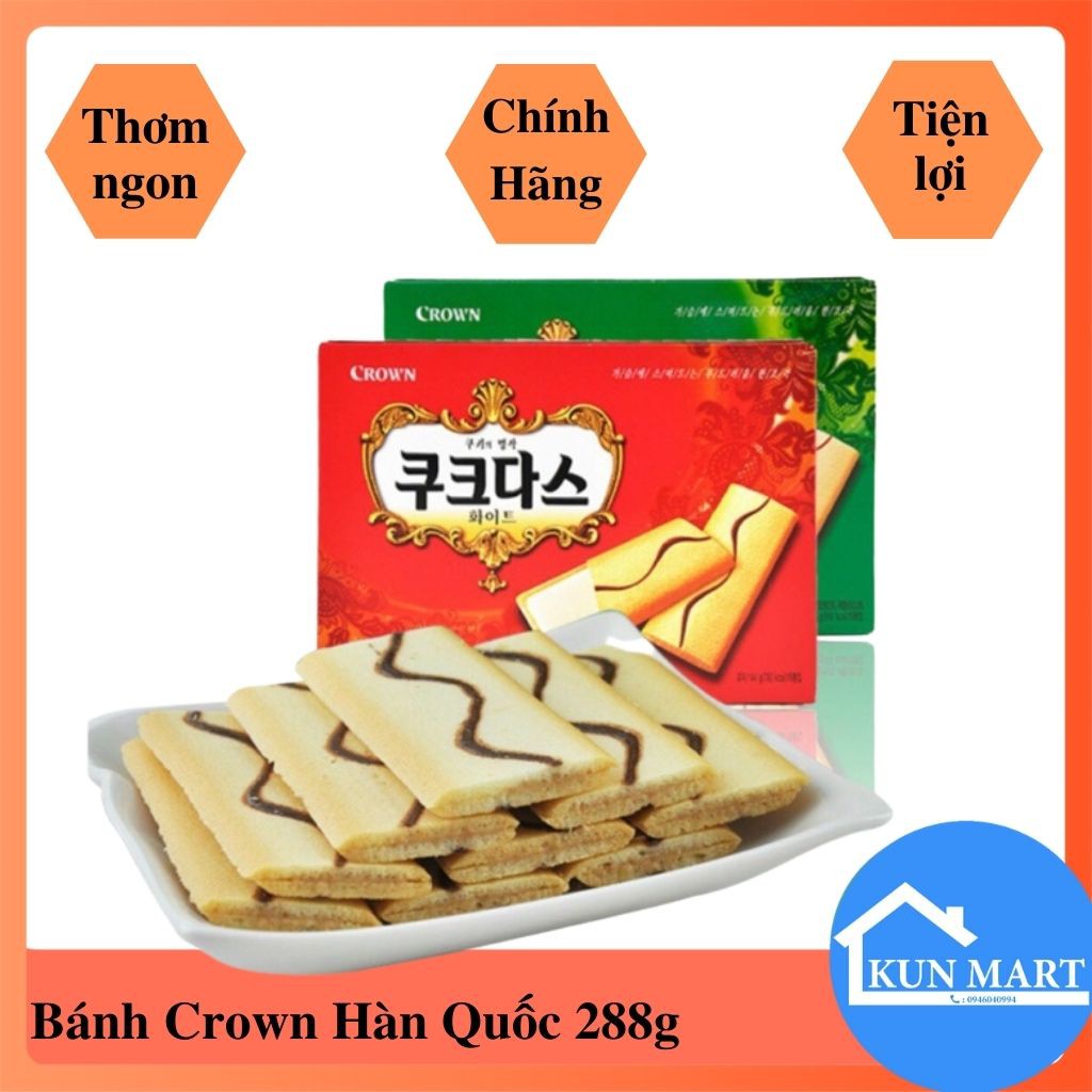 Bánh Quy Kẹp ❤️FREESHIP❤️Bánh Crown Hàn Quốc BKT09 thơm ngon hấp dẫn hộp 288g