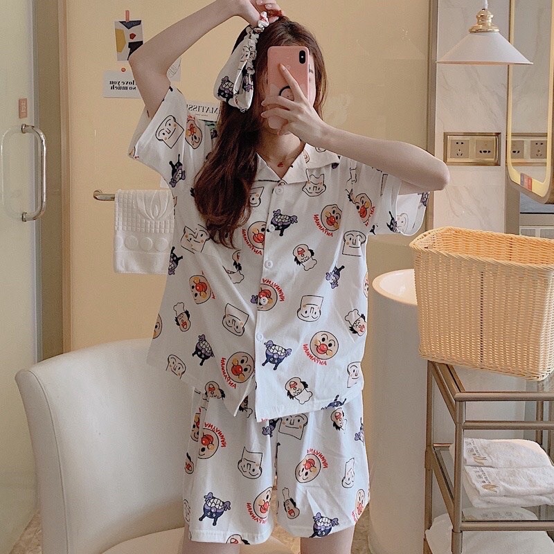Bộ ngủ pijama gấu Anpannam kate lụa loại 1 yêu luôn