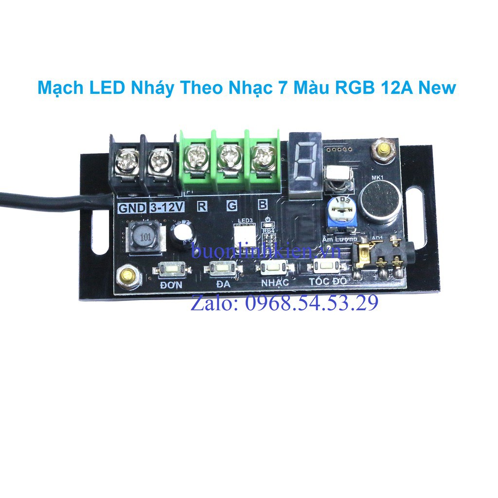 Mạch điều khiển led 7 màu nháy theo nhạc 12A New oneled kèm tay điều khiển