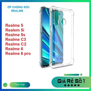 Ốp lưng chống sốc trong suốt 4 góc cho Realme 5 5i 5s Realme 6 Realme 6 Pro Realme C3 C2