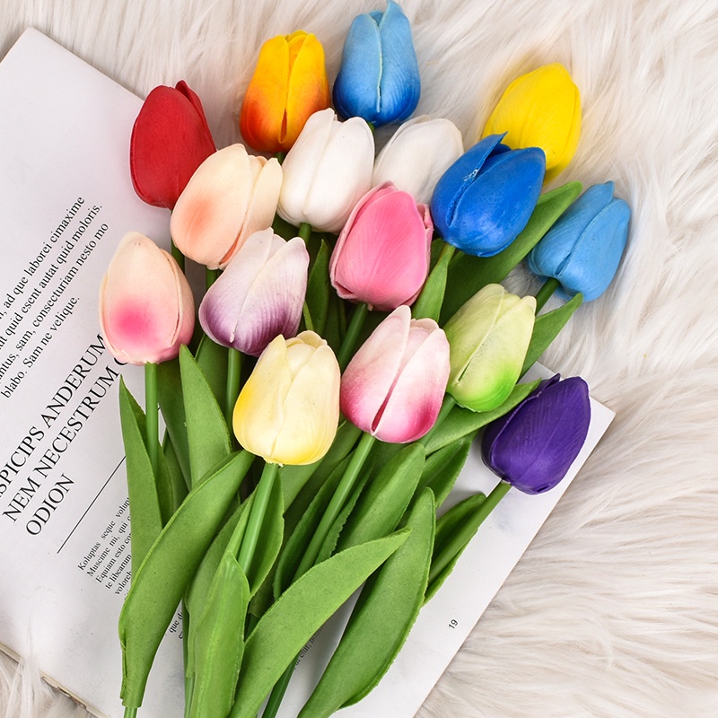 Hoa Tulip Giả Giống Thật 35cm Nhiều Màu Trang Trí Nhà Cửa, phụ kiện chụp ảnh, hoa cưới sang trọng