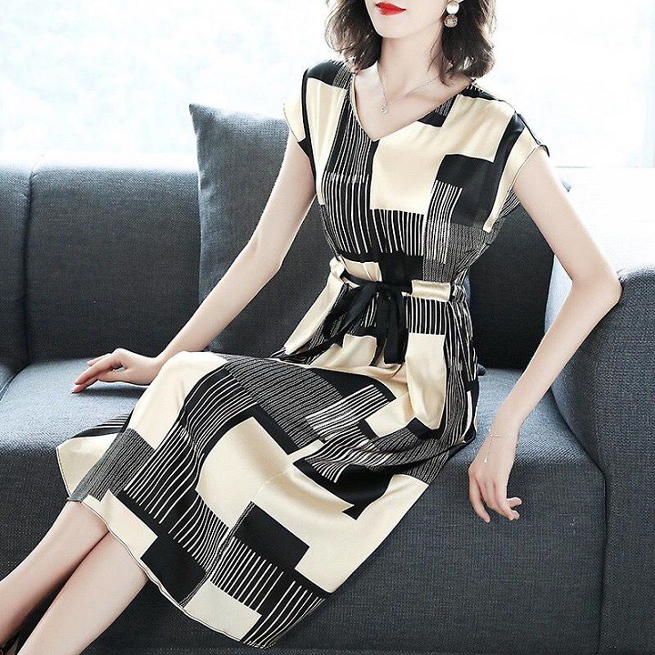Đầm Suông Thắt Eo Họa Tiết Misa Fashion Thanh Lịch Giá Rẻ, Vải Đẹp - MS366