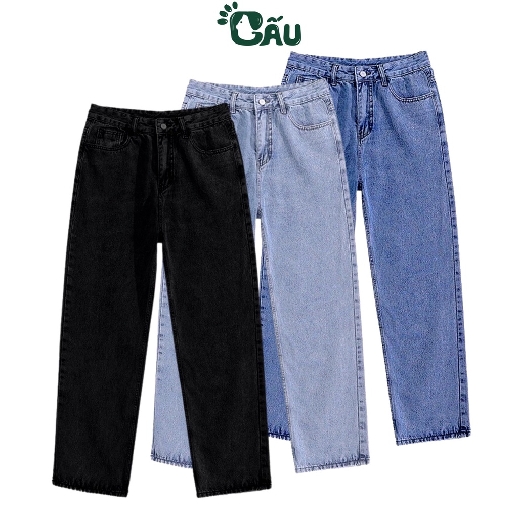 Quần baggy jean nam suông Gấu 194 vải jeans co dãn, dày dặn form slimfit - Jean Suông