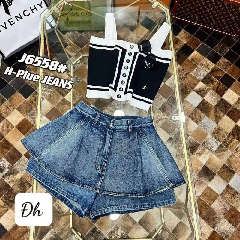 Quần váy jean xòe tầng hàng QCL1