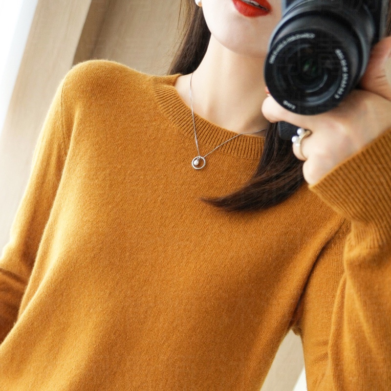 Áo Sweater Mỏng Tay Dài Cổ Tròn Màu Trơn Phong Cách Thời Trang Thu Đông Mới Cho Nữ
