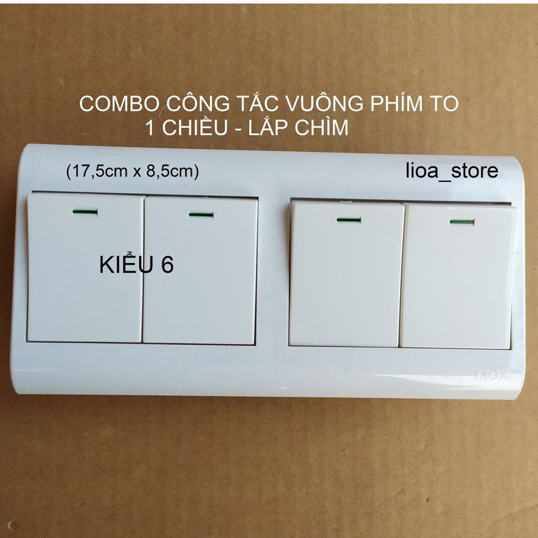 COMBO CÔNG TẮC VUÔNG PHÍM TO 1 CHIỀU - LẮP CHÌM.