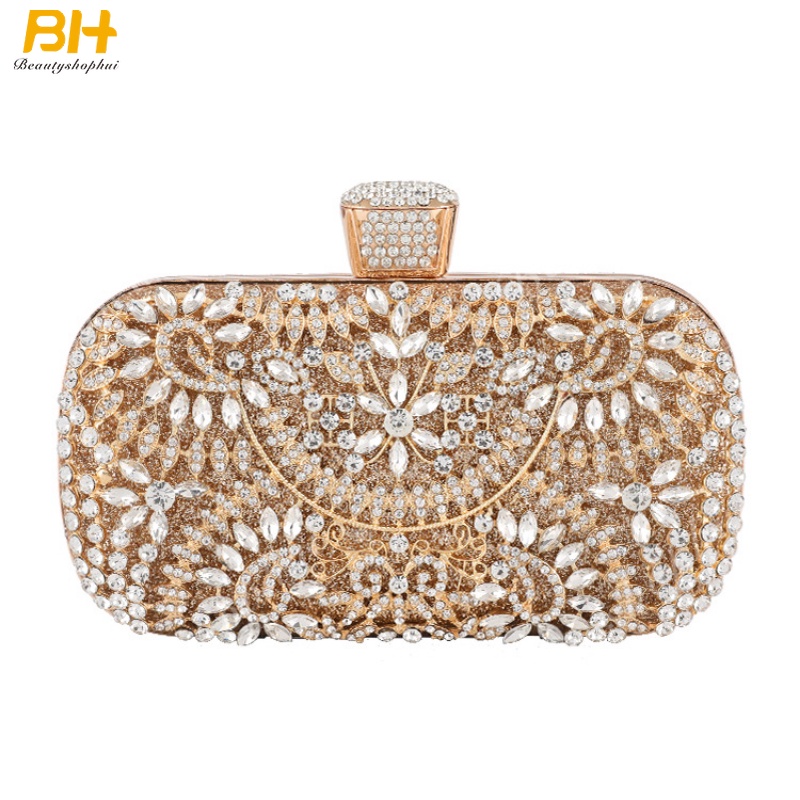 Ví Cầm Tay Đính Đá Pha Lê / Hoa Thời Trang Sang Trọng Cho Nữ