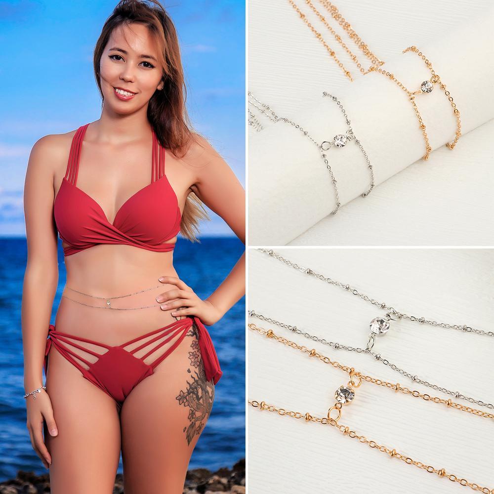 Dây Chuyền Bodychain Hai Lớp Đính Hạt Đồng
