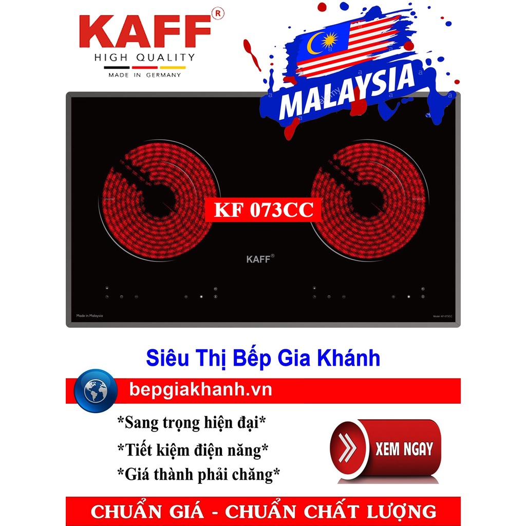 [HCM]Bếp hồng ngoại đôi Kaff KF 073CC nhập khẩu Malaysia