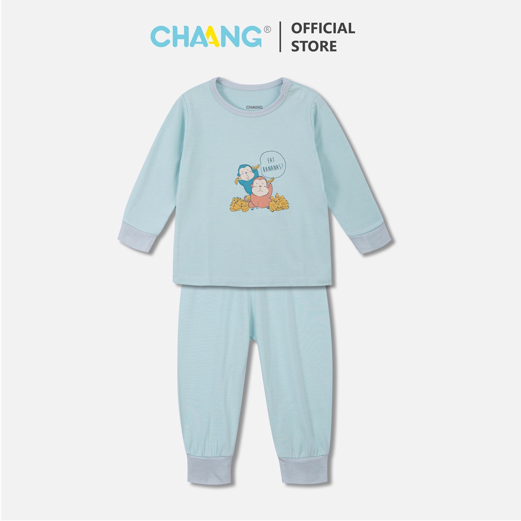 Bộ quần áo dài cúc vai Jungle monkey xanh và Jungle voi xanh cho bé từ 3-6m đến 24-36m
