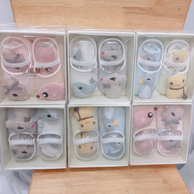 Tất dây 3D hình thú có chống trượt cho bé 0-6m