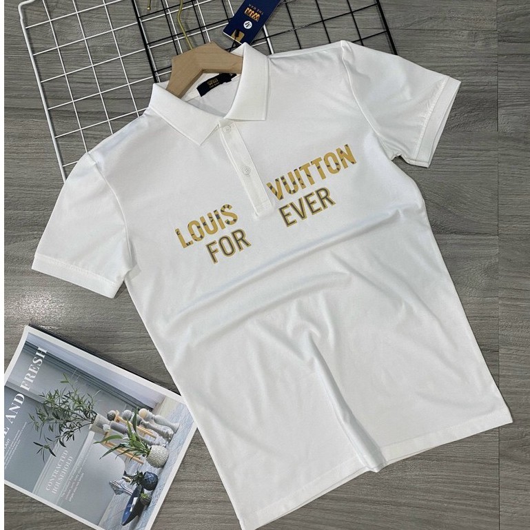 Áo thun nam ngắn tay cổ polo in chữ 3D vải cotton co giãn mịn, siêu mát form regular chuẩn VB-SHOP