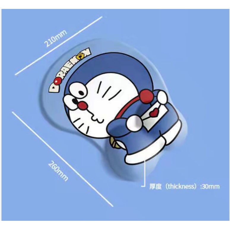 Tấm Lót Chuột Có Đệm Cổ Tay Bằng Silicon Mềm Chống Trượt Họa Tiết Doraemon Dễ Thương