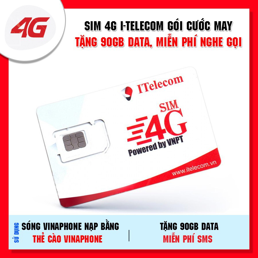 SIM 4G vinaphone MAY V77 Itelecom hãng vinaphone Tặng 90GB/Tháng +Miễn phí cuộc gọi vinaphone