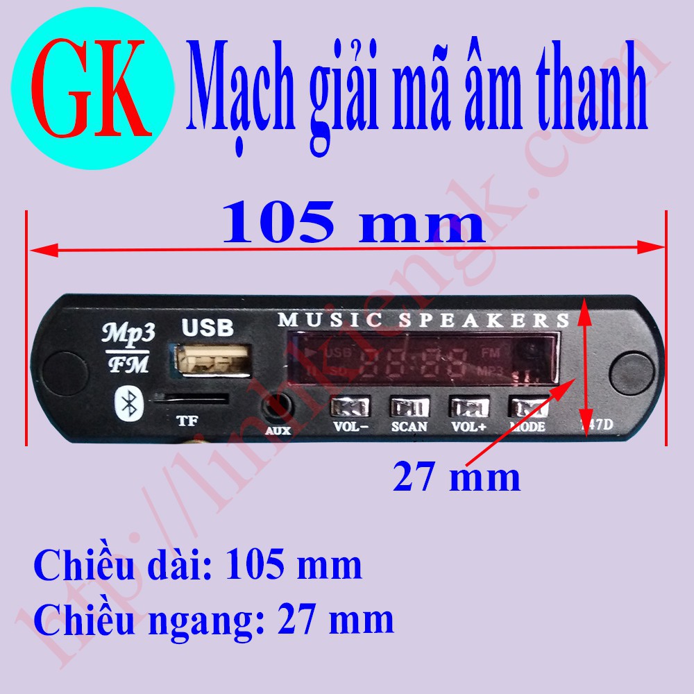 Mạch giải mã âm thanh bluetooth - mạch thu bluetooth - mạch đọc thẻ 12V