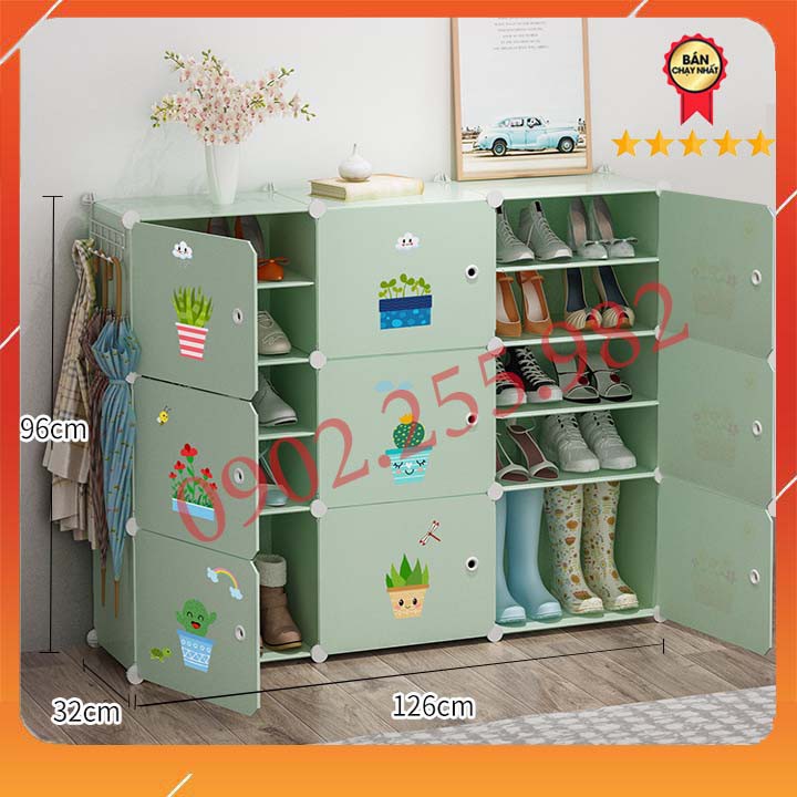TỦ NHỰA GHÉP ĐA NĂNG THÔNG MINH ĐỂ GIÀY DÉP 18 Ô ( chia ô ) ĐỂ ĐƯỢC BOOT