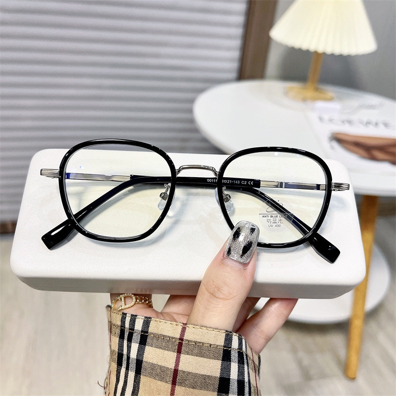 (HENGHA) Mắt Kính Gọng Oval Kim Loại Siêu Nhẹ Chất Lượng Cao Phong Cách Retro