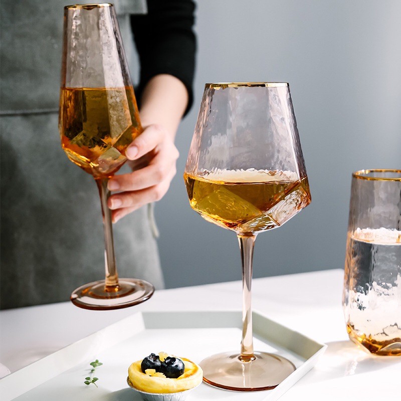 Ly rượu vang champagne gold viền vang sang chảnh