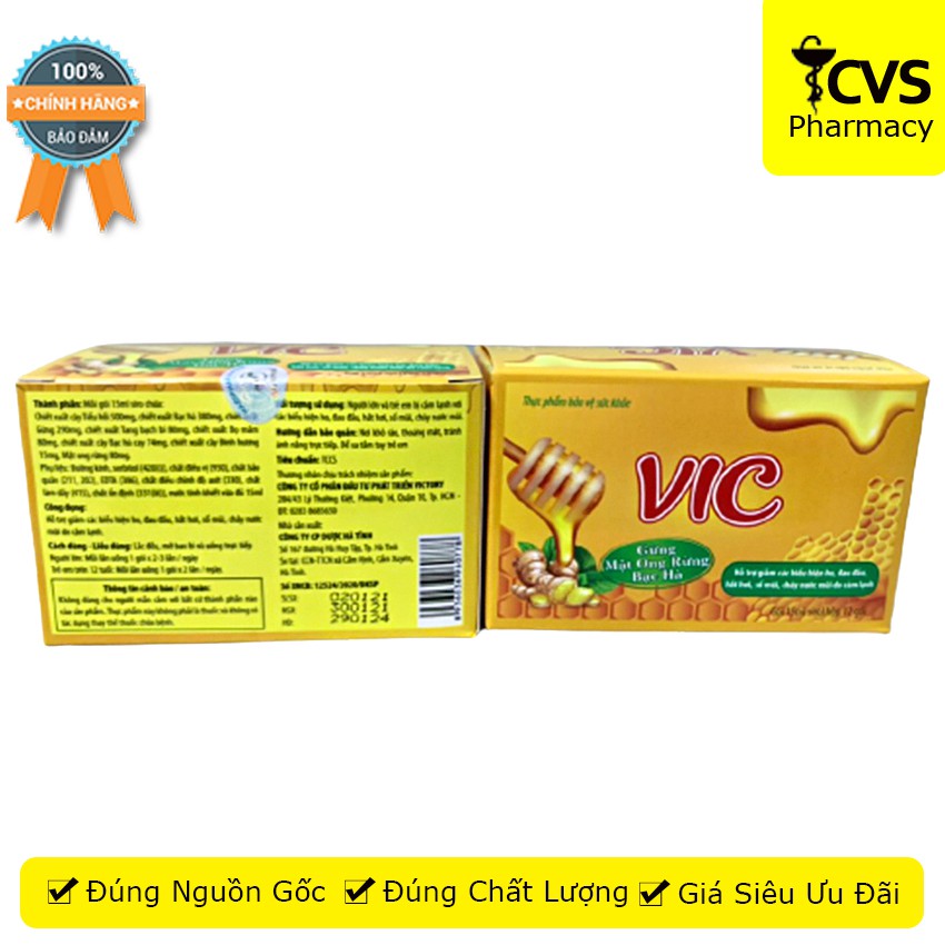 Siro VIC (Hộp 12 gói) -Giúp giảm ho, đau đầu, hắt hơi, sổ mũi, cảm lạnh - cvspharmacy