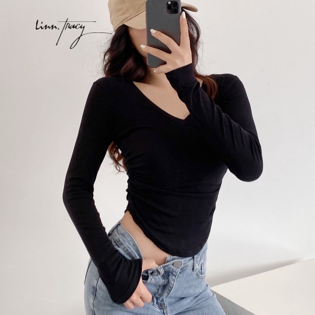 Áo Dài Tay Nữ Mùa Thu Đông Cotton Dày Dặn Dúm Eo CHe Khuyết Điểm