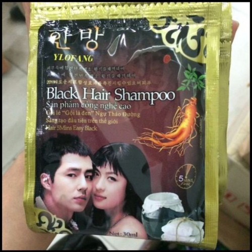 Gói Dầu Gội Nhuộm Đen Tóc Black Hair Shampoo Hàn Quốc goi mau nau