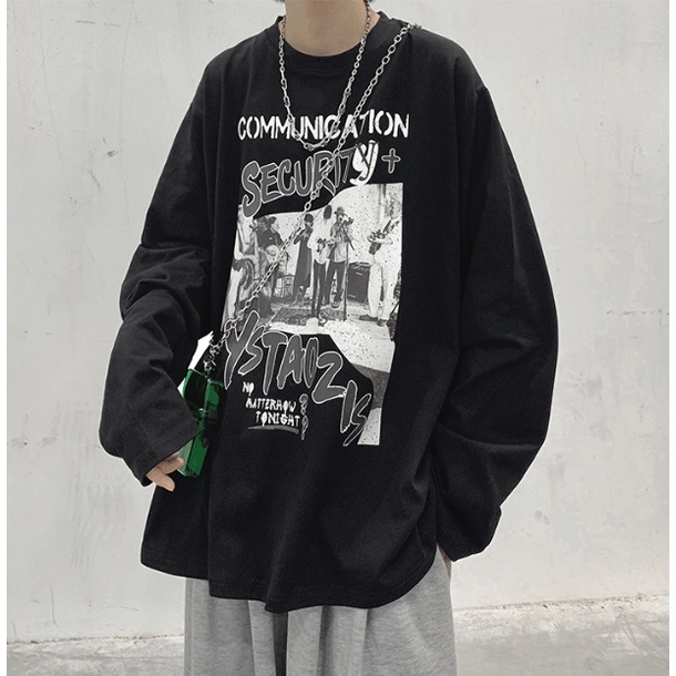 Áo Thun Oversize Tay Dài In Họa Tiết Graffiti Đường Phố Thời Trang Mùa Hè Cho Nam Và Nữ SIze M-8XL