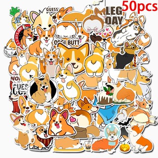 Sticker CHÓ CORGI chống thấm nước dán nón bảo hiểm, laptop, vali dễ thương 1 set 50 chiếc khác nhau