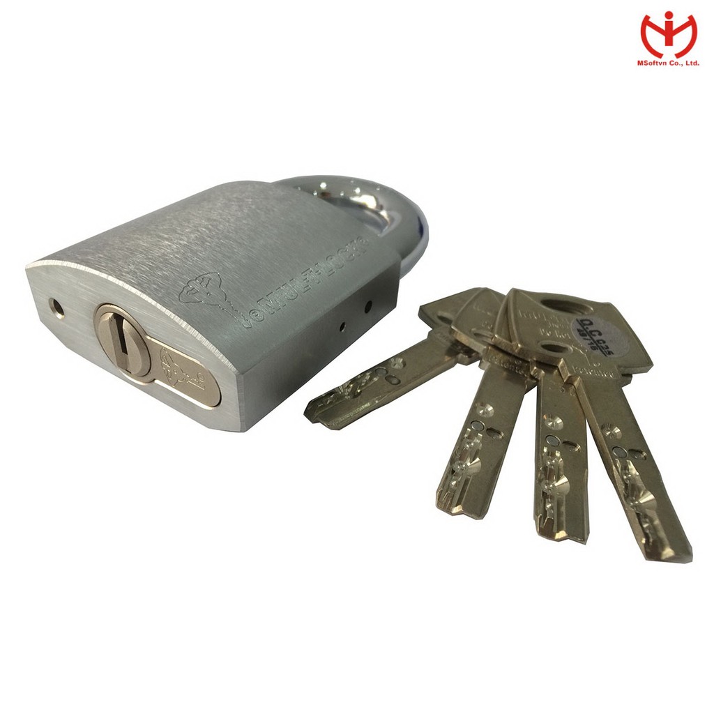 [Hỏa tốc HCM] Ổ khóa Israel chìa từ tính MUL-T-LOCK G-55 thân đồng 55mm bọc crom chống ăn mòn - MSOFT