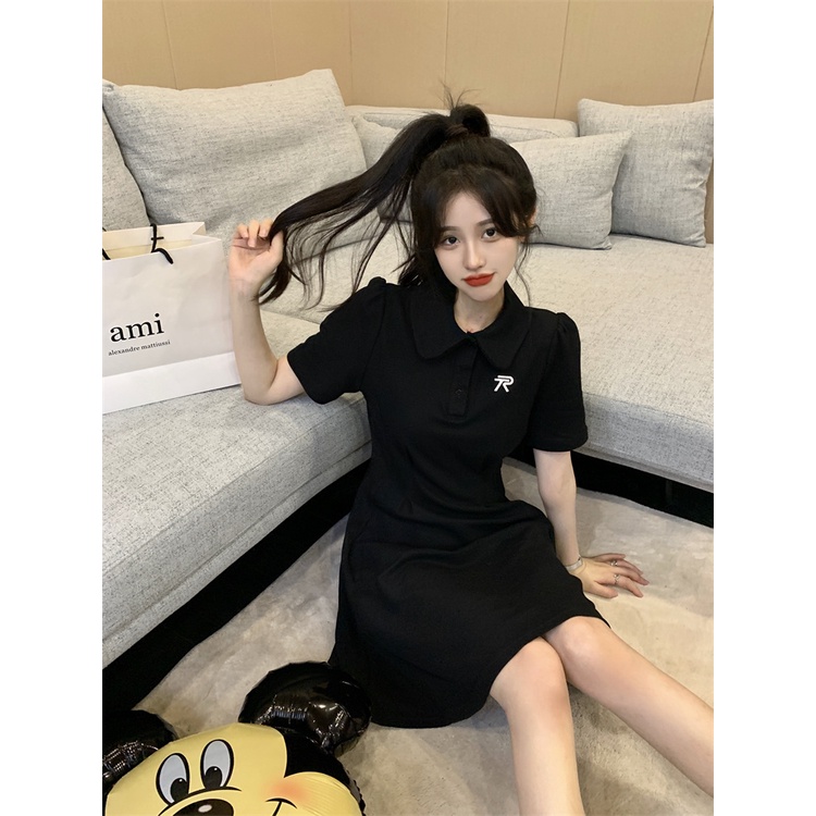 Đầm Thun polo Dáng Chữ A Ôm Eo Thời Trang Hàn Quốc Cho Nữ