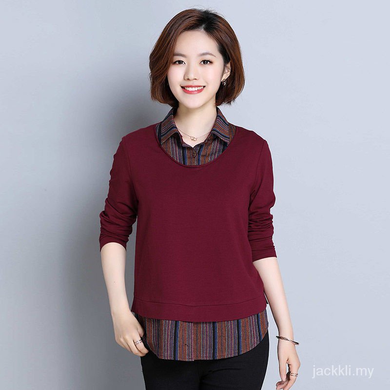 Áo Sơ Mi Cotton Tay Dài Dáng Rộng Thời Trang Xuân Thu Dành Cho Nữ Trung Niên 2021 S40-50 Tuổi