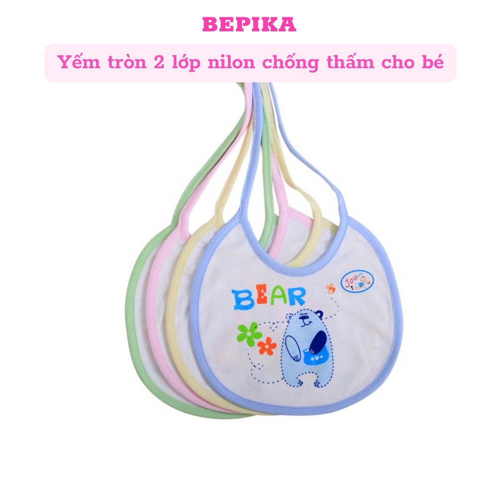 Yếm ăn dặm BEPIKA chống thấm tròn có dây buộc cho bé trai bé gái