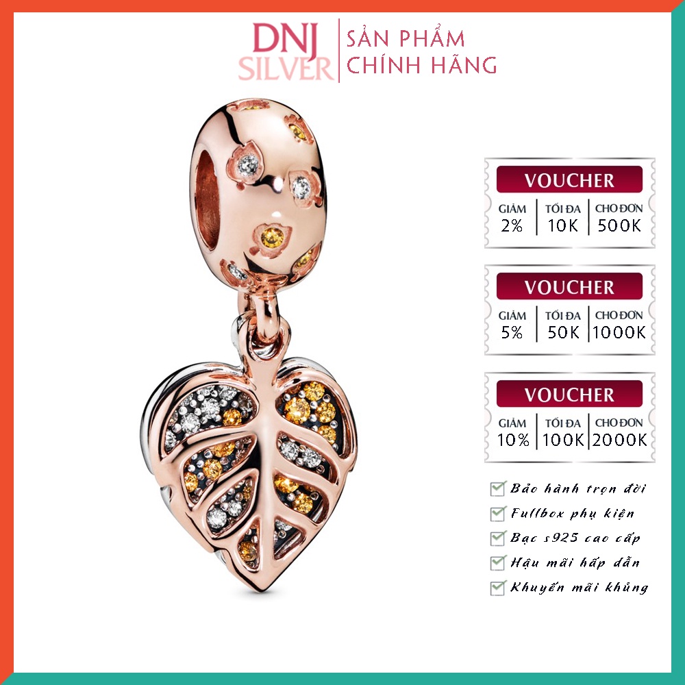 Charm bạc 925 cao cấp, hàng chuẩn bạc - Charm Sparkling Leaves thích hợp để mix vòng tay charm - DN247