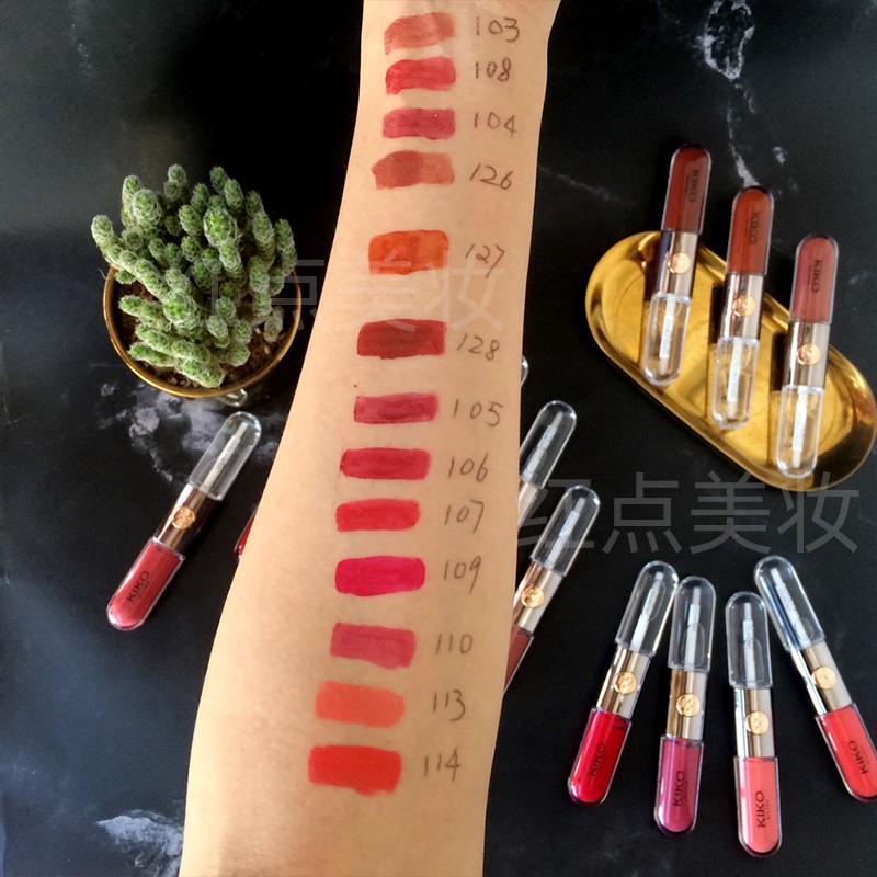 Son Kem KIKO milano 6ml Hai Đầu Không Giới Hạn #103 Bông Hồng Tự Nhiên #108satin Hiện Tại Màu Đỏ #126 Bông Hồng Khỏa Thân