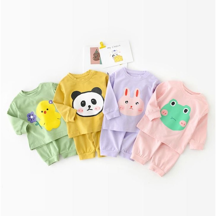 Bộ quần áo cotton dài tay hình thú cho bé K033