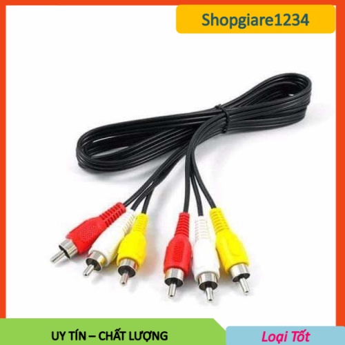 Dây loa AV 6 đầu hoa sen. Cáp loa 3 jack hoa sen -&gt; 3 jack hoa sen