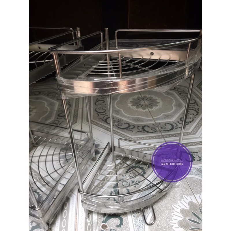 Kệ góc inox nhà tắm 2 tầng inox 304